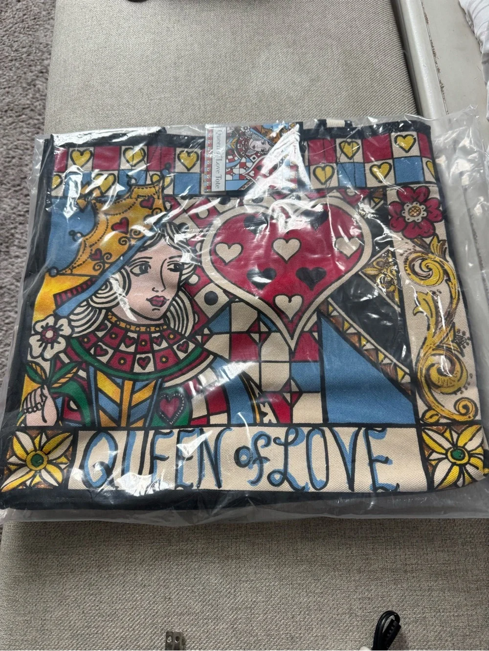 Brighton Queen of Love Tote in Red, Blue, Yellow and Cream